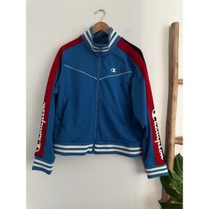 Champion Track Jacket Womens Sz XL Tricot Life Warm Up Retro Logo Jacket Vintage